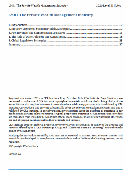 2026 CFA Level 3 IFT Study Notes Private Wealth Pathway with Fact Sheet ...