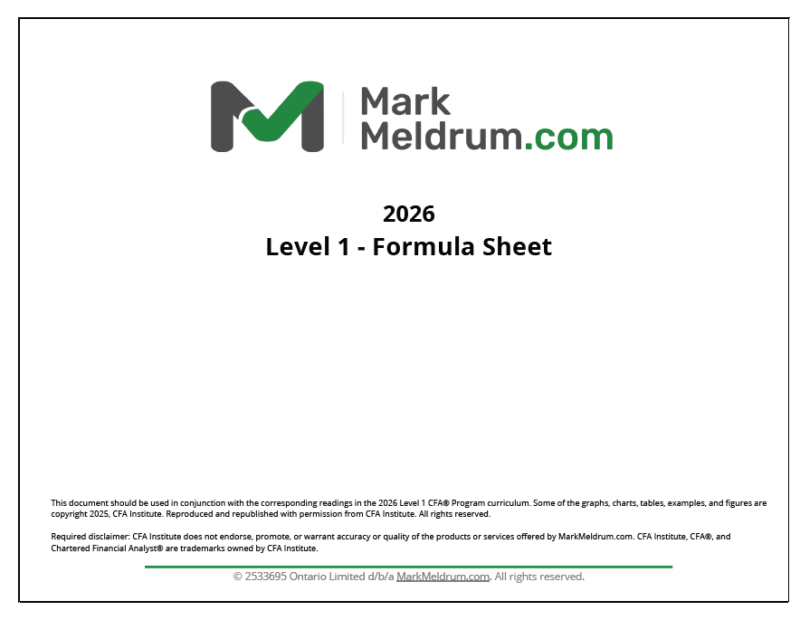 CFA 2026 Level 1 Mark Meldrum Notes, Pre-Requisites, Seminars, Formula ...