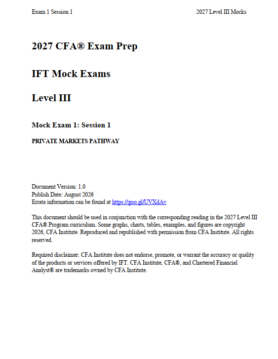 2027iftmocksprivatemarketsl3.png 2027 CFA Level 3 IFT Mock Exams Private Markets Pathway
