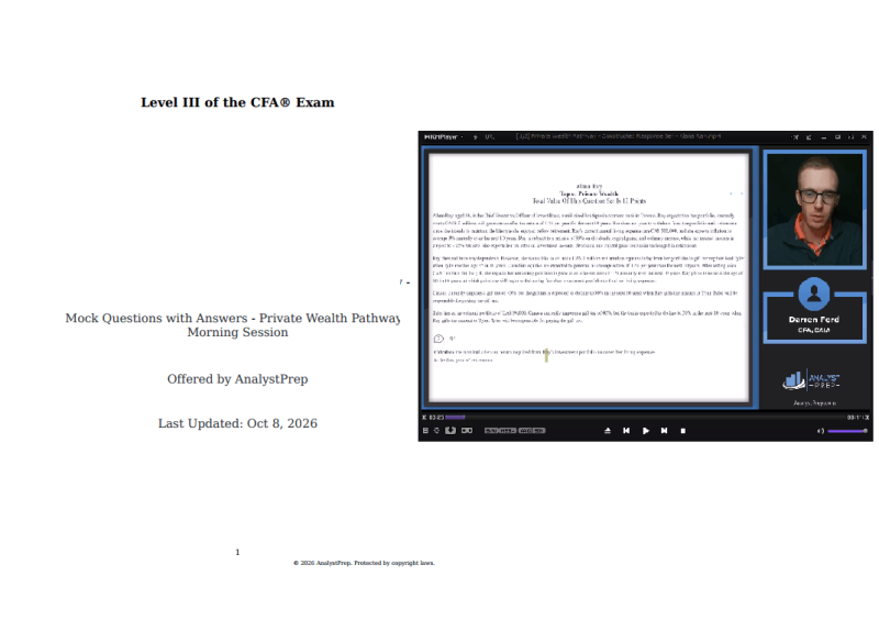 ap2027cfal3privatewealthmockexams.png 2027 CFA Level 3 AnalystPrep Mock Exams + Constructed Response Set (CRS) Videos with Slides Private Wealth Pathway